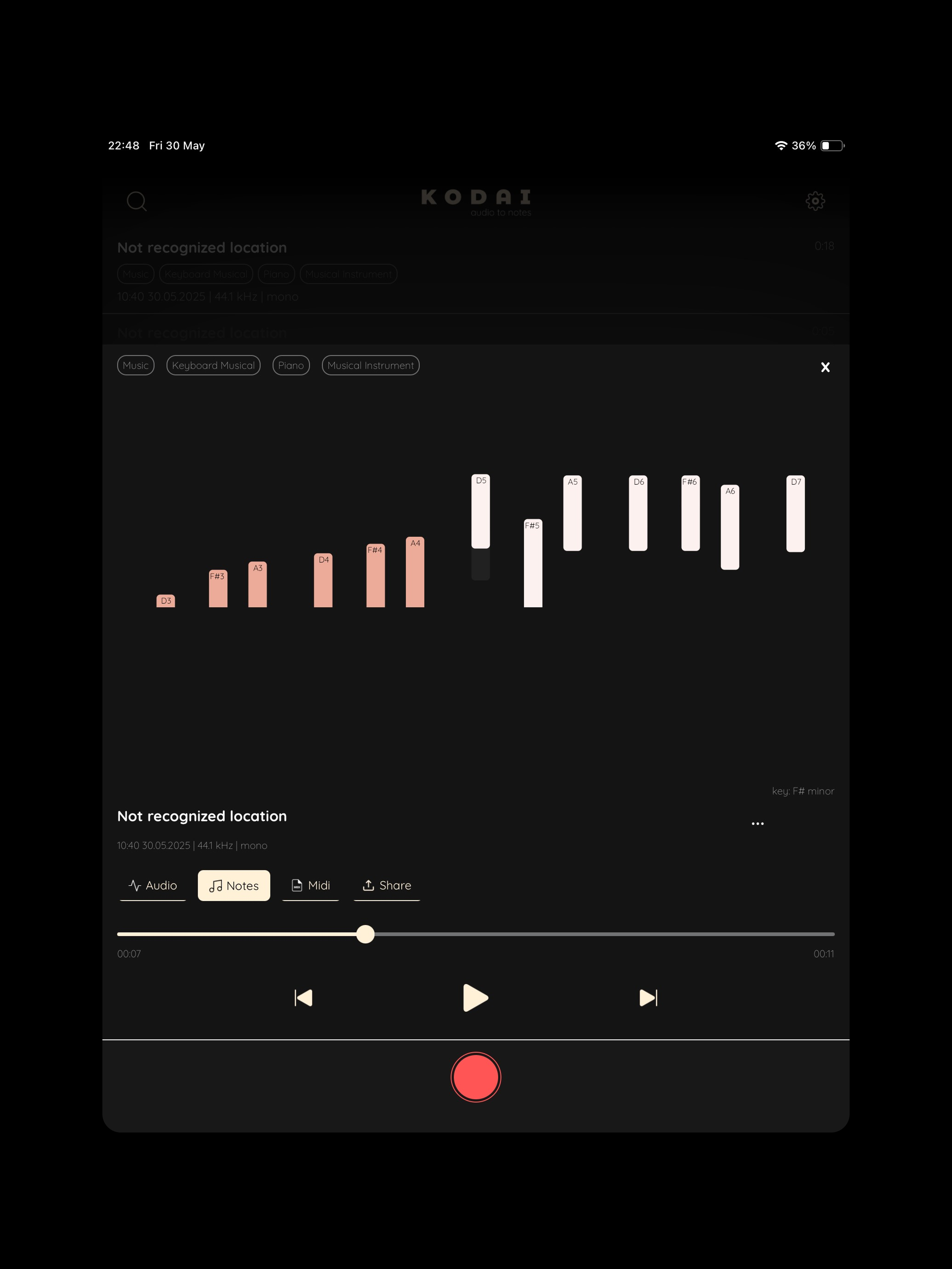 KODAI - Audio to midi screenshot 9
