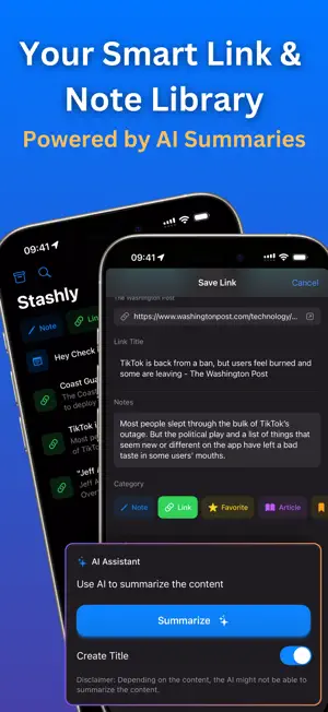 Stashly AI: Link & Note Saver screenshot 1