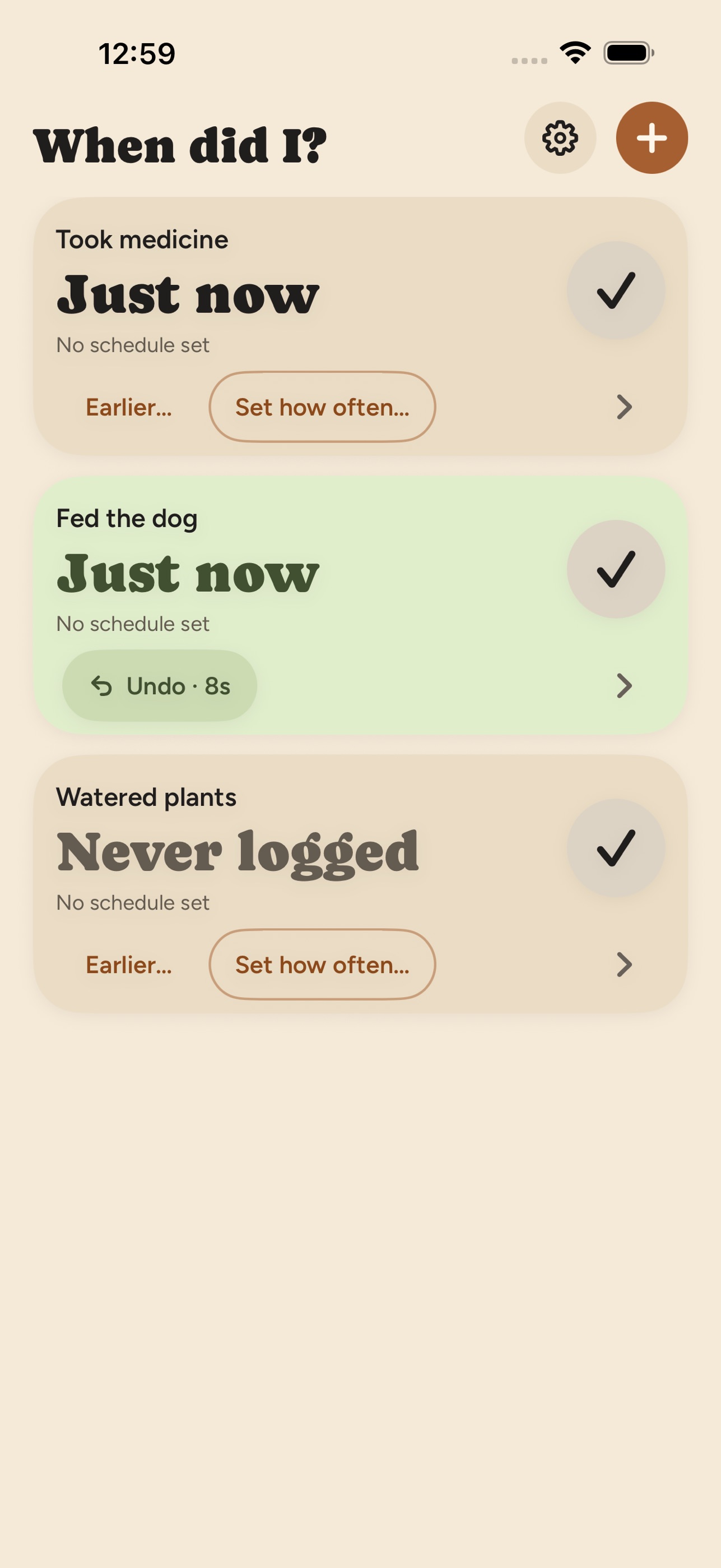 Screenshot 1 of One Tap: When did I?