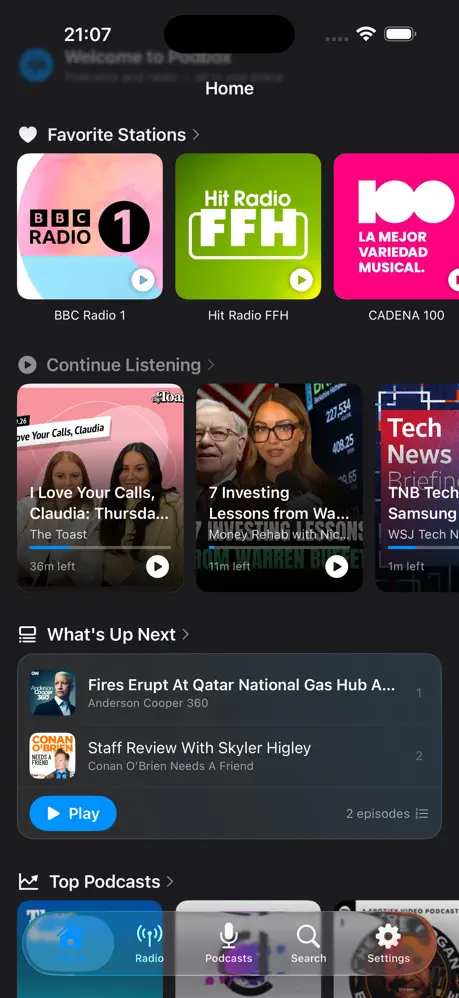 Podbox: Podcasts & Radio  播客播放器应用截图