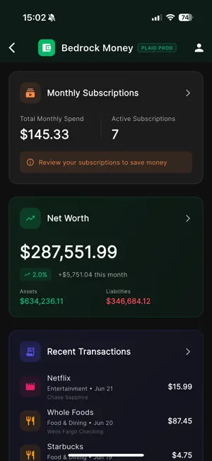 Bedrock Money: Bills & Budgets screenshot 1