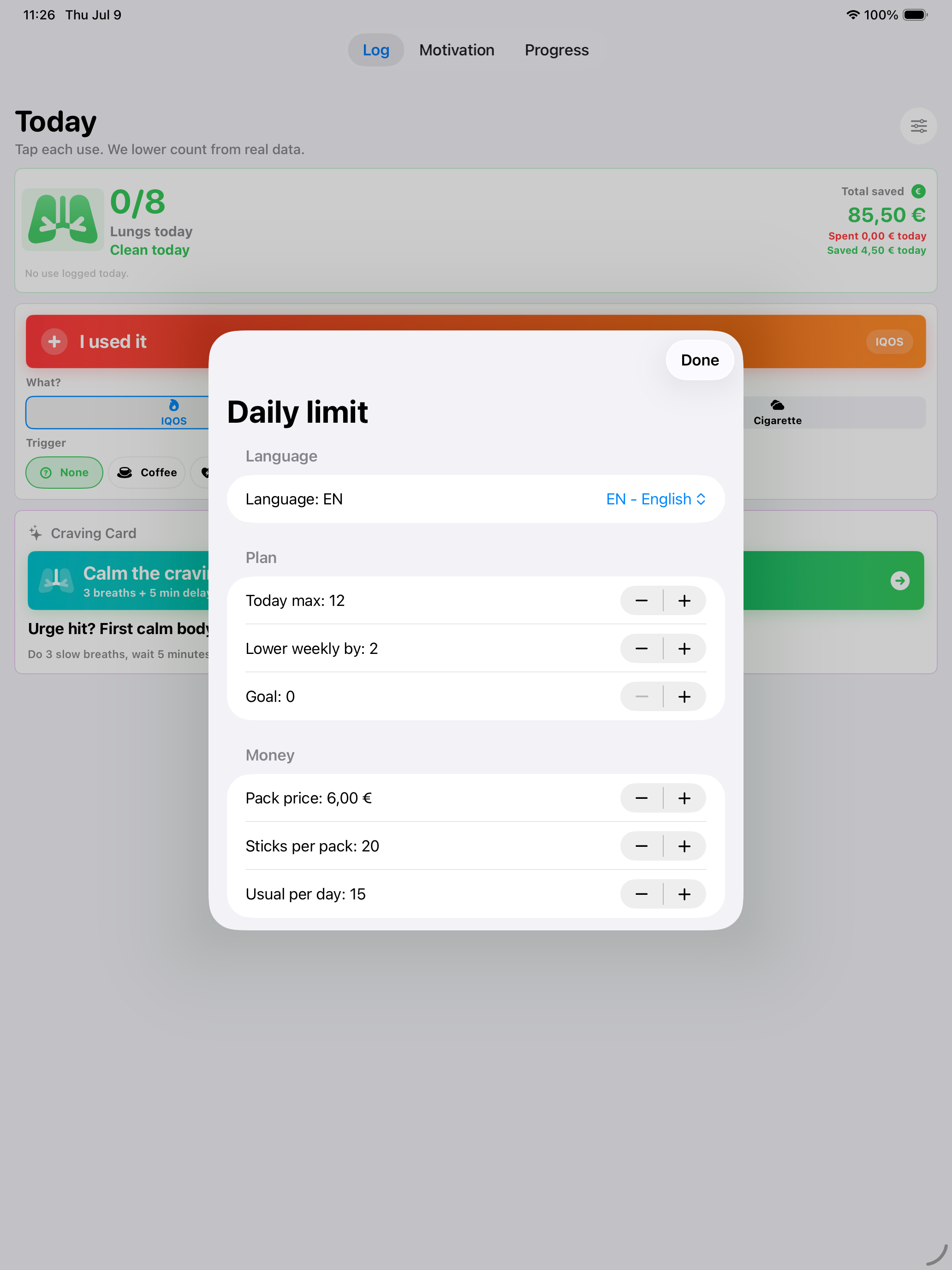 Quit IQOS Tracker Stop Vaping screenshot 12
