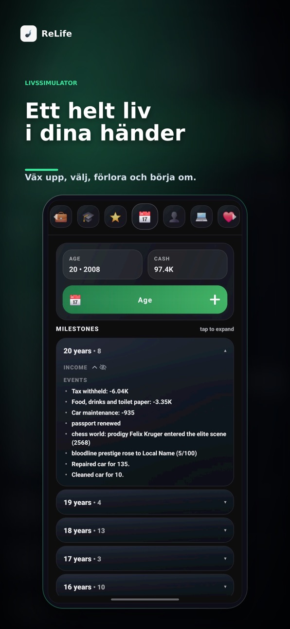 ReLife - Life Simulator iOS Mod IPA screenshot 1 - iOS game interface