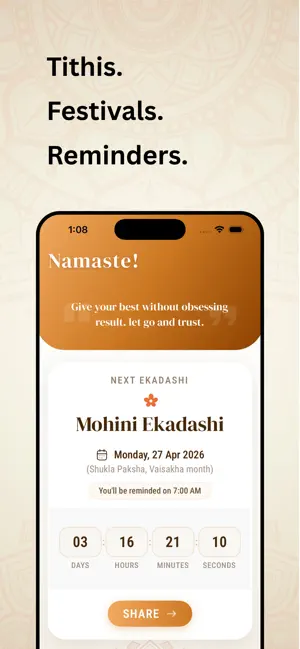 Tithi Reminder: Hindu Calender screenshot 1