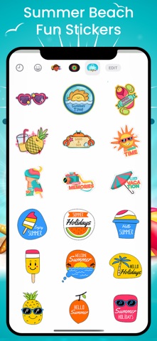 Summer Beach Fun Stickers iPhone screenshot