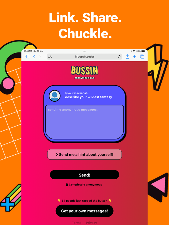 Bussin: ask me anything iPad screenshot 5 - Social Networking app