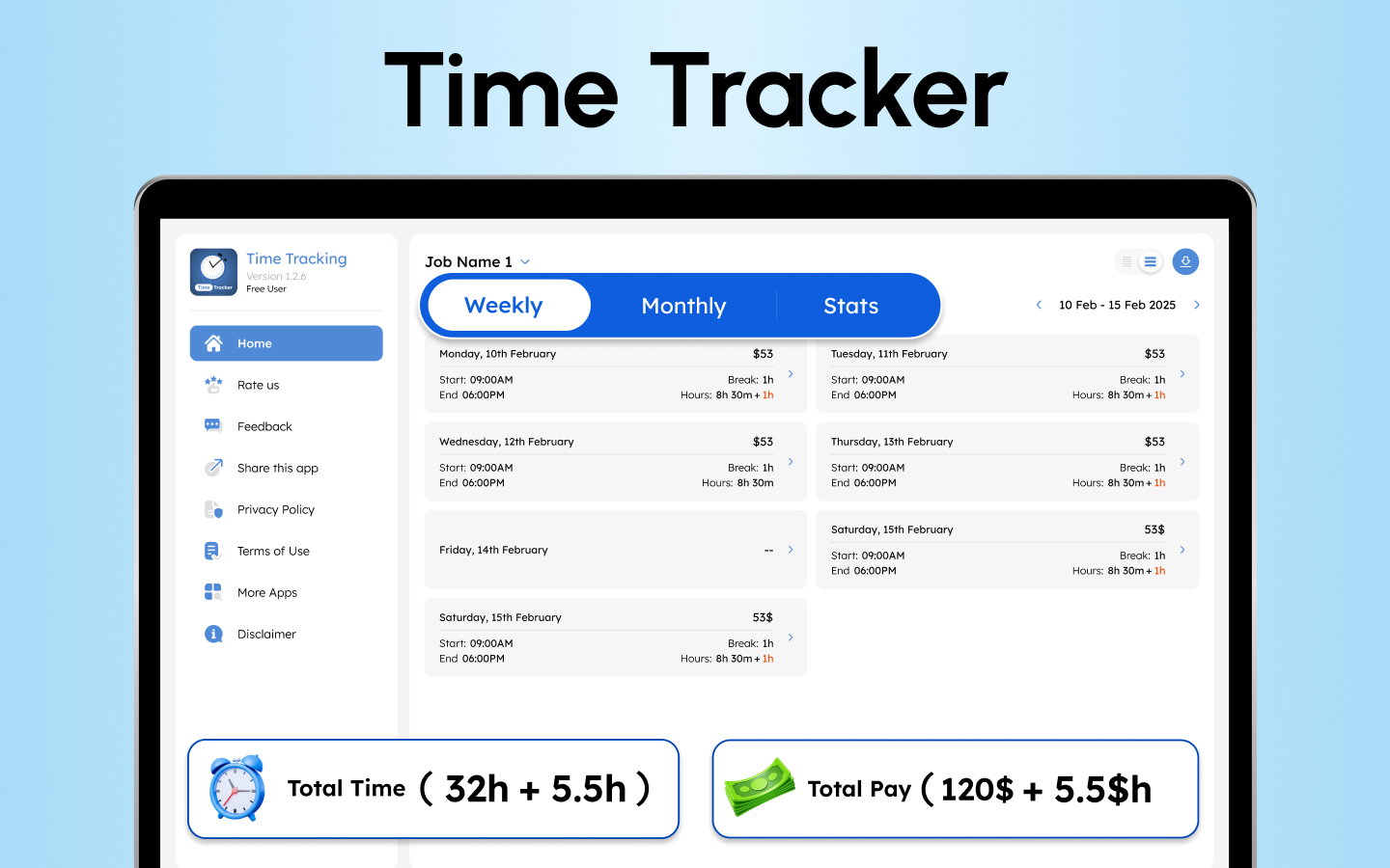 Work Time Tracker, Track Hours