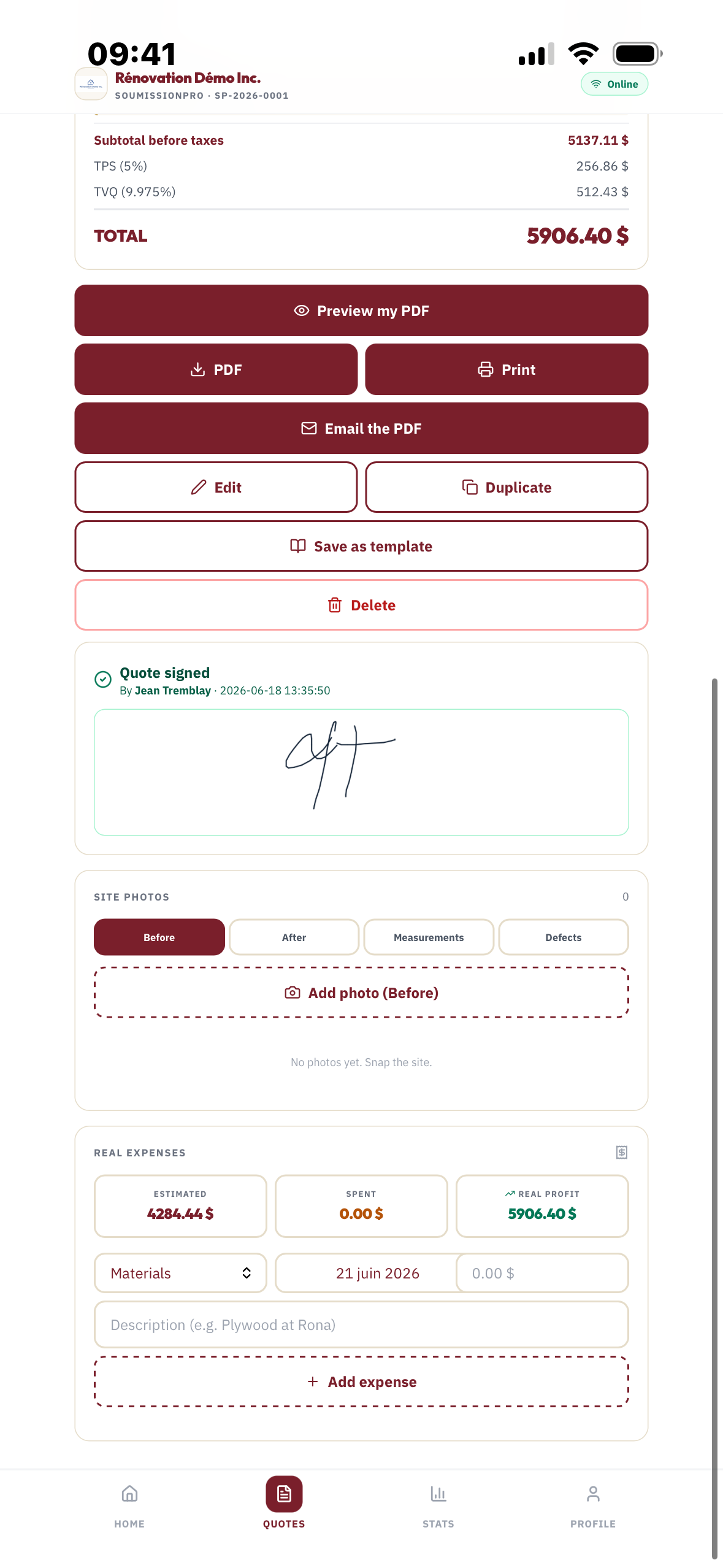 SoumissionPro screenshot 4