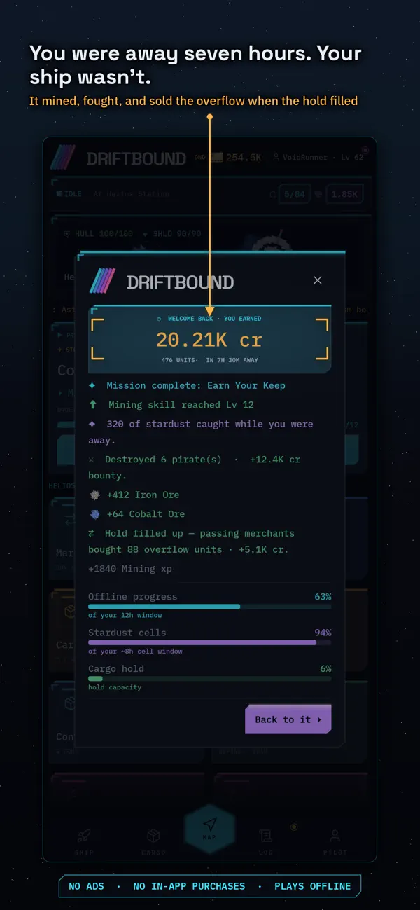 Screenshot #2 pour Driftbound: Idle Space RPG