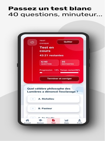 France Civique : Test & Quiz iPad screenshot