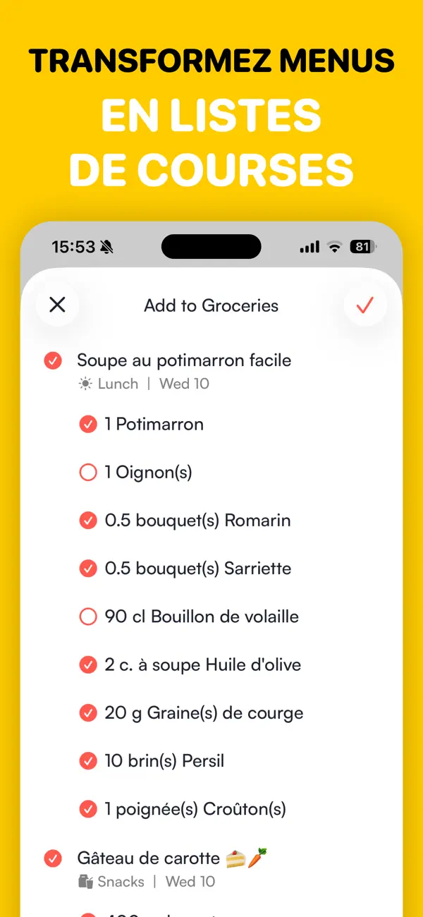 Screenshot #3 pour Bakiva - Menu de la semaine