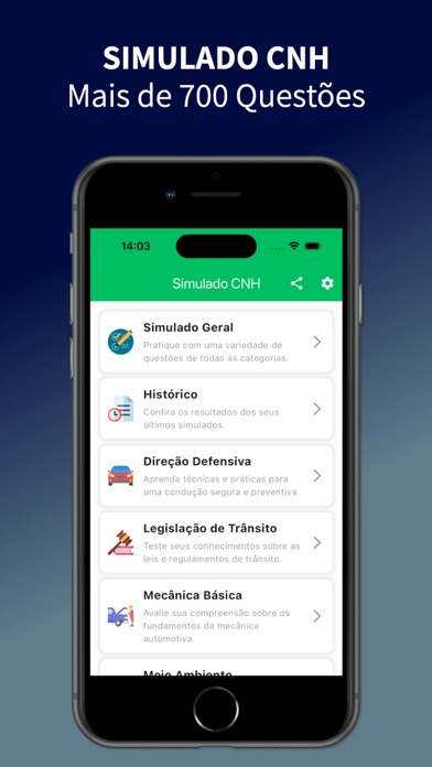 Simulado CNH: Prova 2025 Screenshot