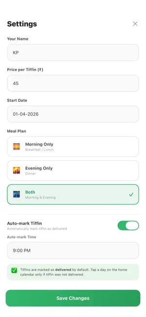 Tiffin Tracker App screenshot 2