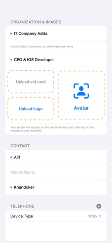 eCardify Digital Business Card iPhone screenshot