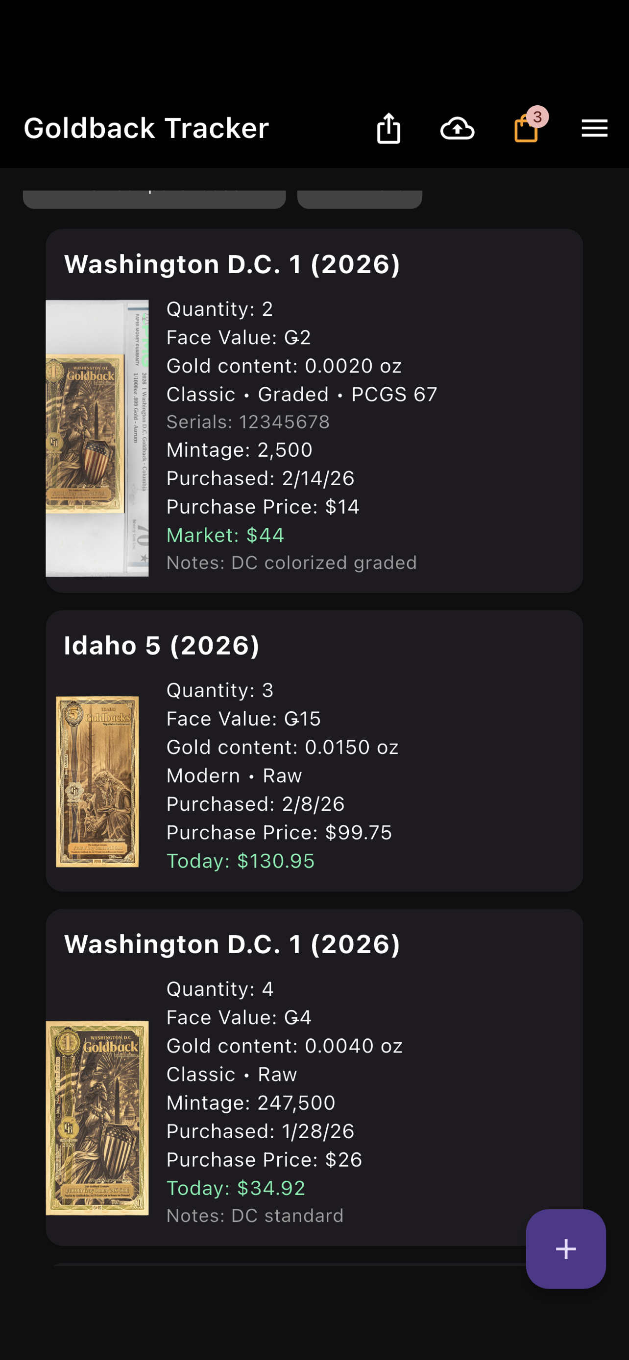 Goldback Tracker screenshot 2
