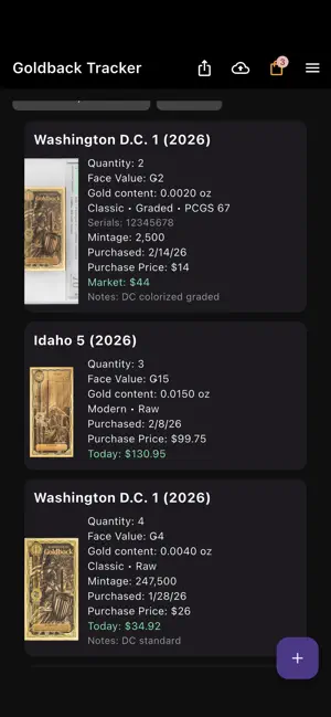 Goldback Tracker screenshot 2