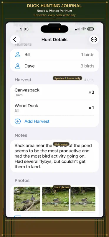 Duck Hunting Journal screenshot 6 of 9