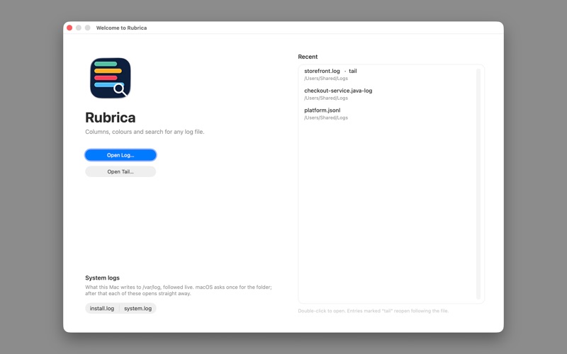 Rubrica: Log File Viewer screenshot