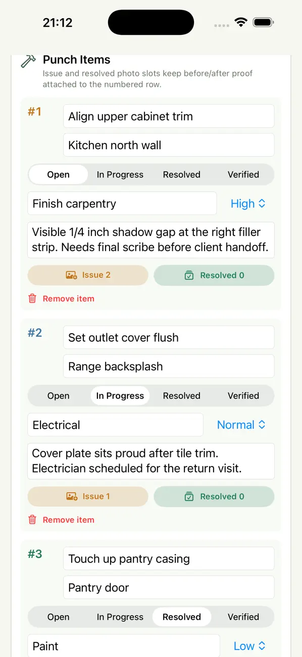 Screenshot #2 pour Punch List Photos