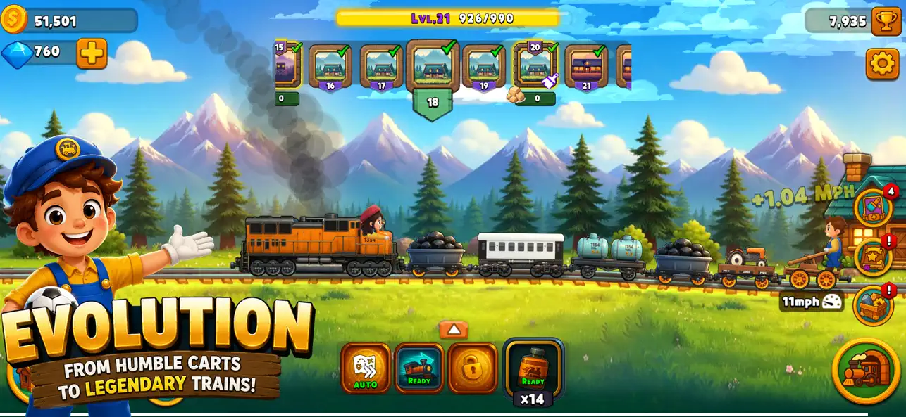 Screenshot #1 pour TrainClicker Idle Evolution