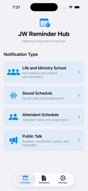 JW Reminder Hub screenshot 1