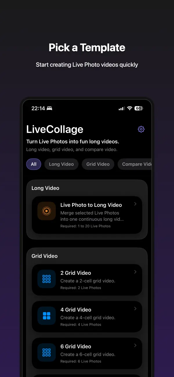Screenshot #1 pour Live Photos to Long Video
