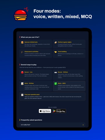 HamBuzzer - Quiz, Buzz & Fun iPad screenshot