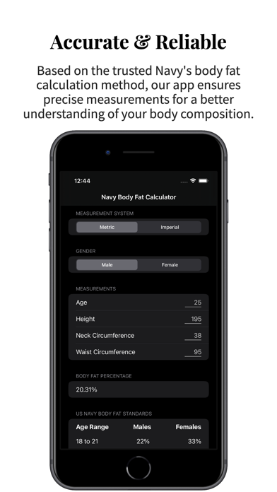 Navy Body Fat Calculator Pro Screenshot