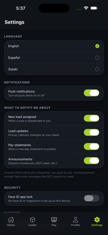 Loadera TMS iPhone screenshot