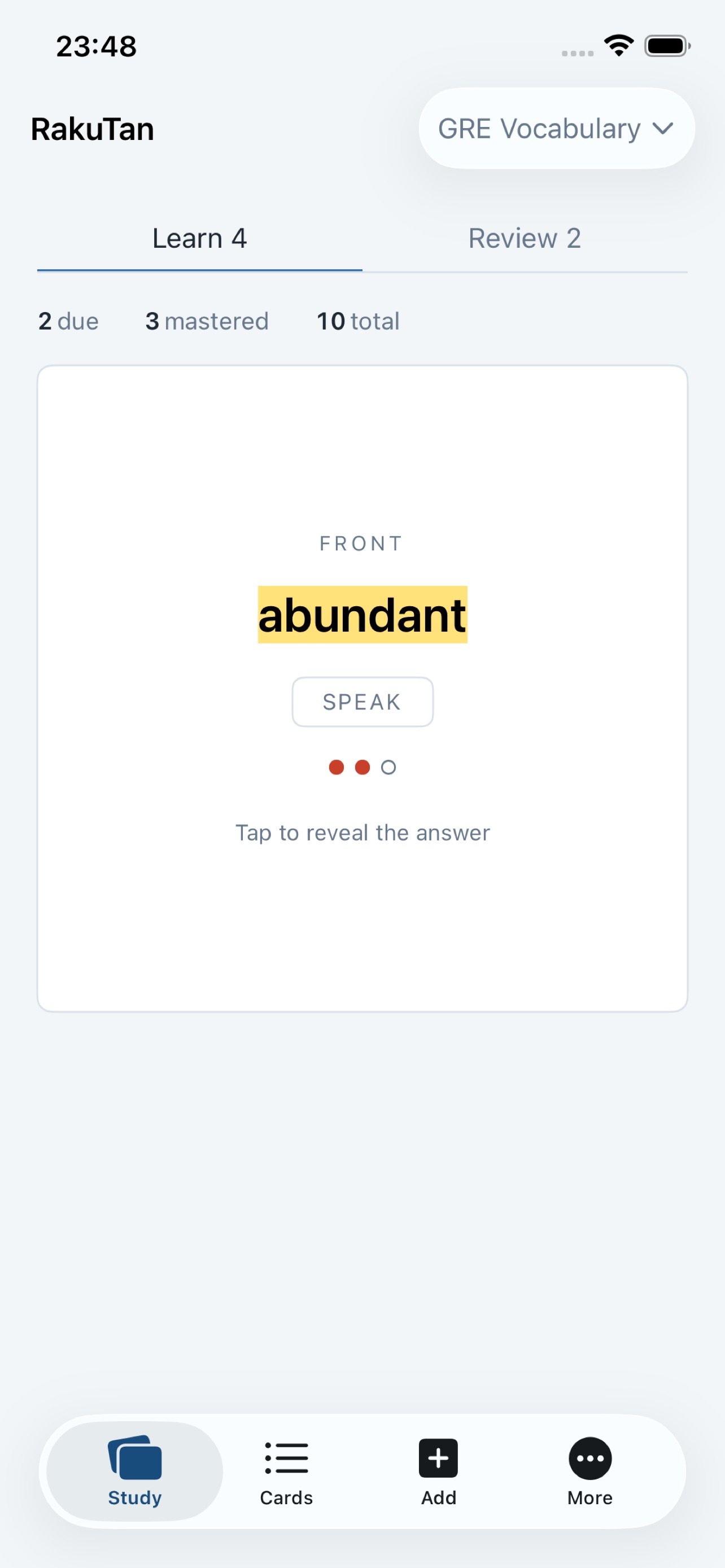 Screenshot 1 of RakuTan - Simple Flashcards