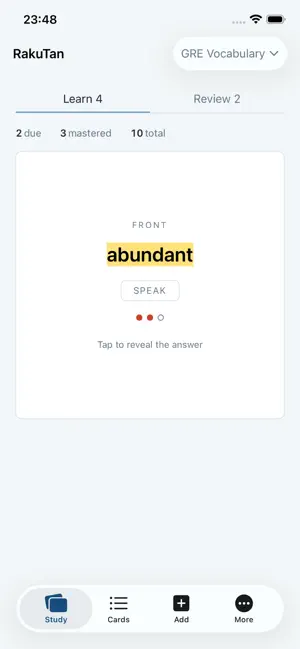 RakuTan - Simple Flashcards screenshot 1