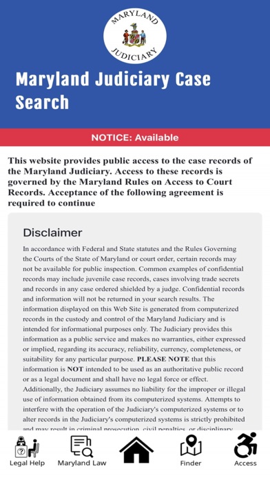 Maryland Court Help Screenshot