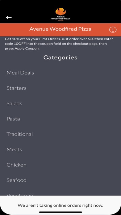 Avenue Woodfired Pizza iPhone screenshot