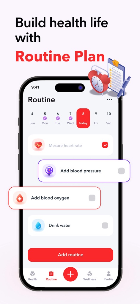 iCardio - Heart Rate Tracker - Users can effectively manage their daily health habits using the interactive checklist interface and a clear calendar view for scheduling and progress tracking.