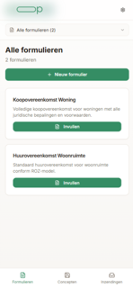 Opleverformulier screenshot 2