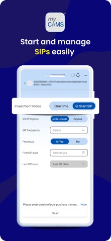 myCAMS Mutual Fund App screenshot