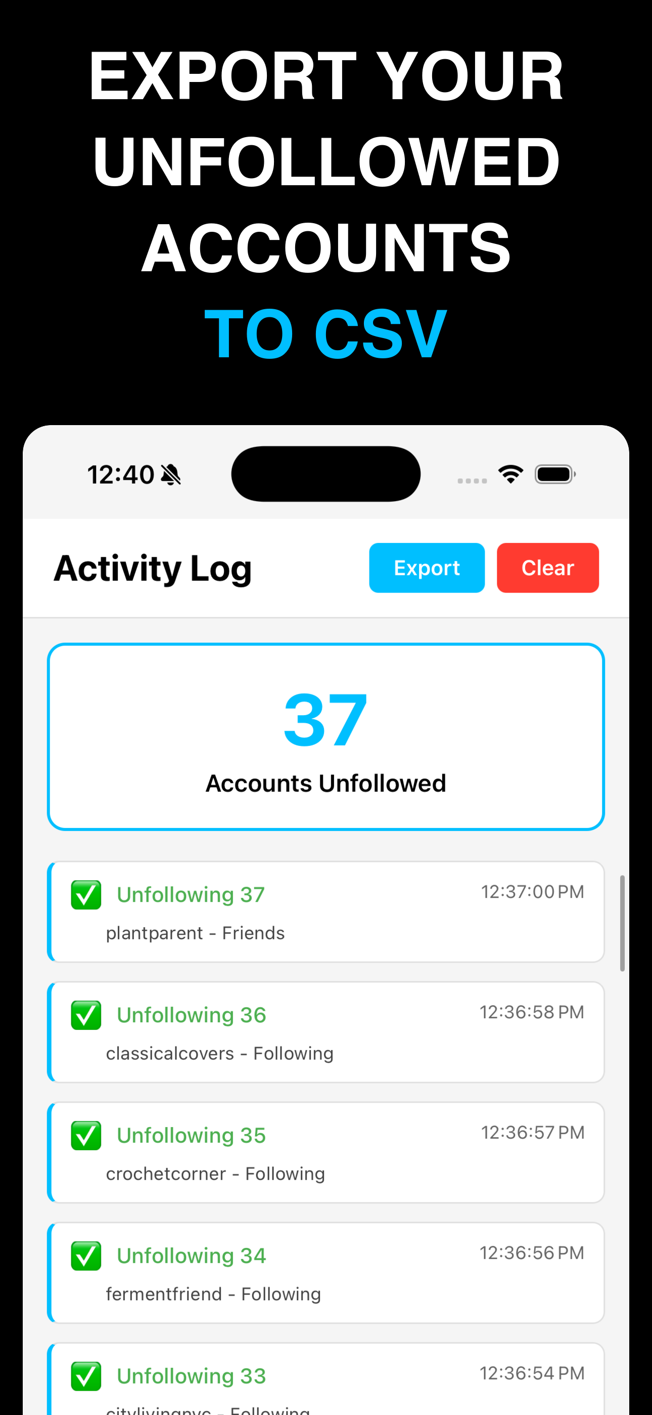 UnFollowAll for Instagram screenshot 4
