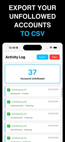 UnFollowAll for Instagram iPhone screenshot