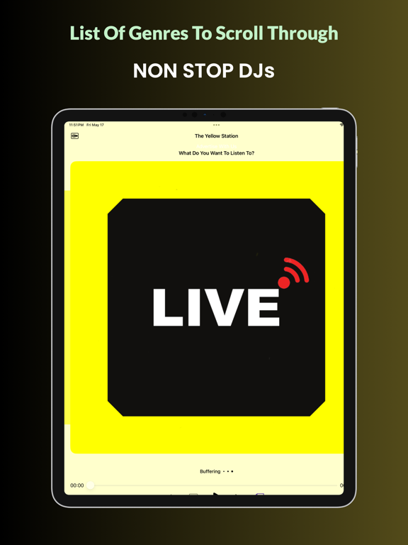 The Yellow Station iPad screenshot 1 - Music app
