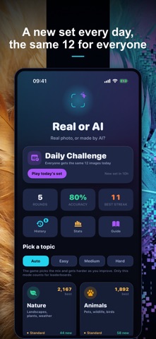Real or AI: Photo Quiz Game iPhone screenshot