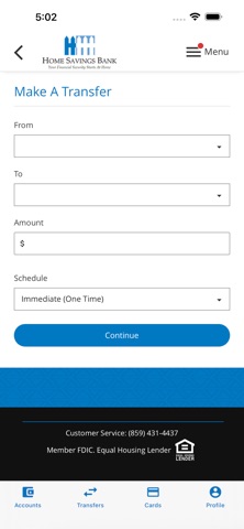 Home Savings Bank FSB iPhone screenshot