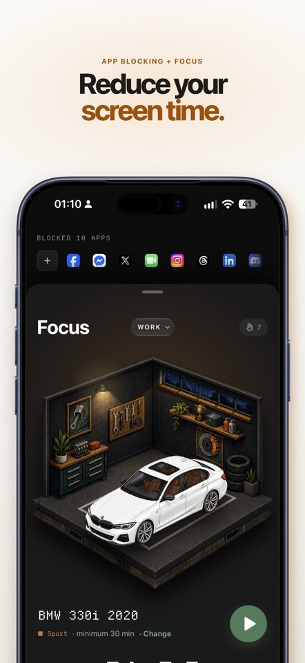 Focus Garage: Screen Time screenshot 1