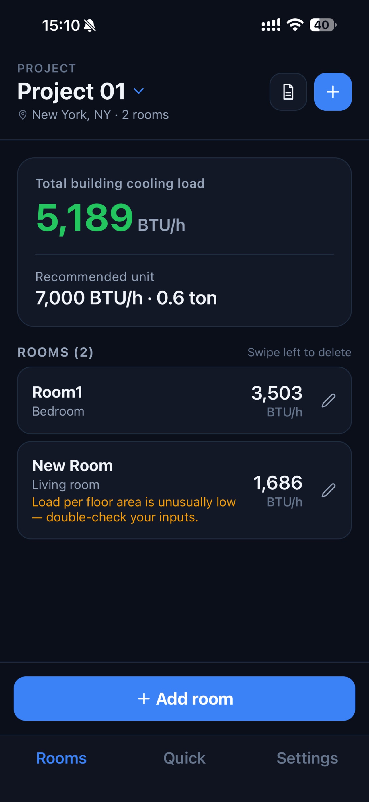 Screenshot 1 of LoadSizer: HVAC Load & BTU