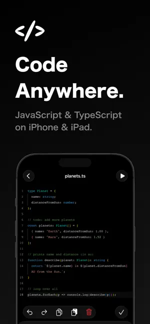 Script: JS & TS Editor iPhone screenshot 1