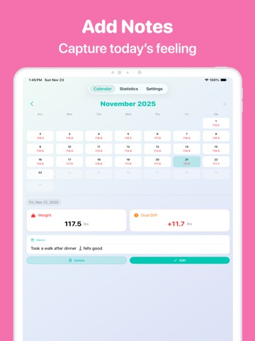 Weight Loss Tracker Pro iPad screenshot
