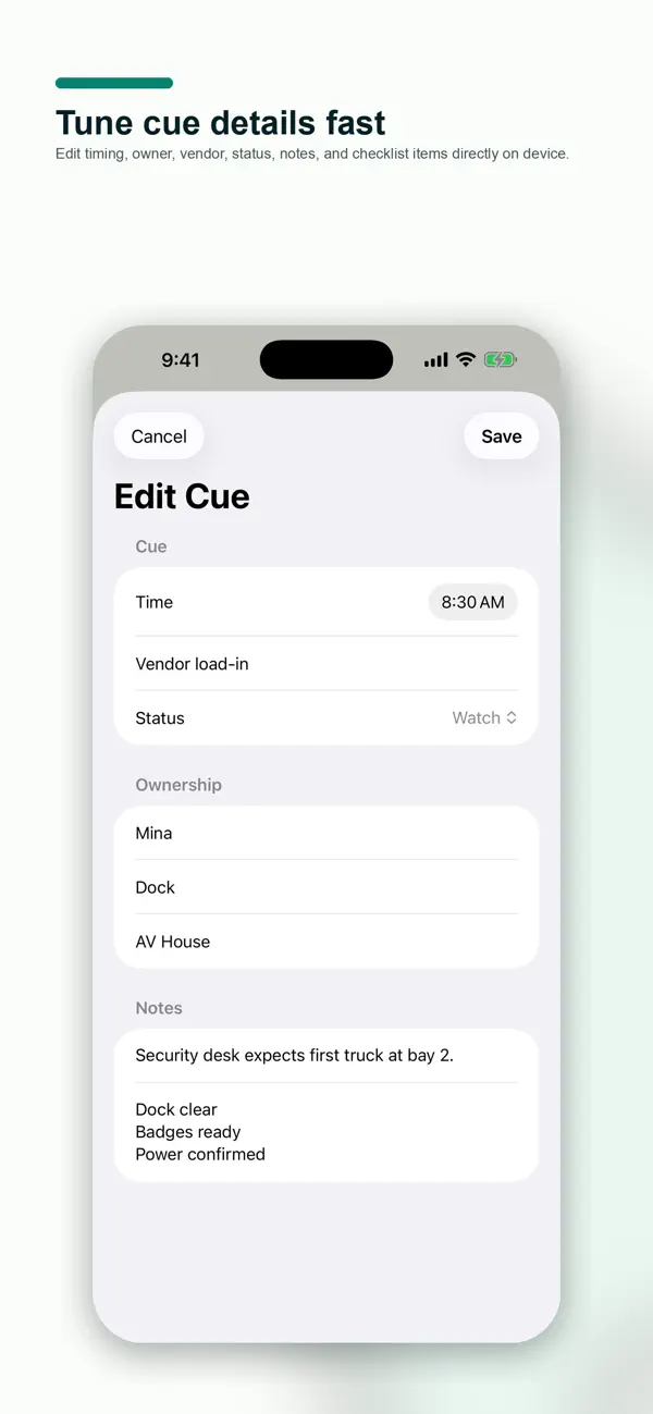 Screenshot #3 pour Event Run Sheet