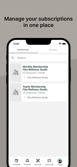 Captura de pantalla de Fika Wellness Studio en iPhone 4