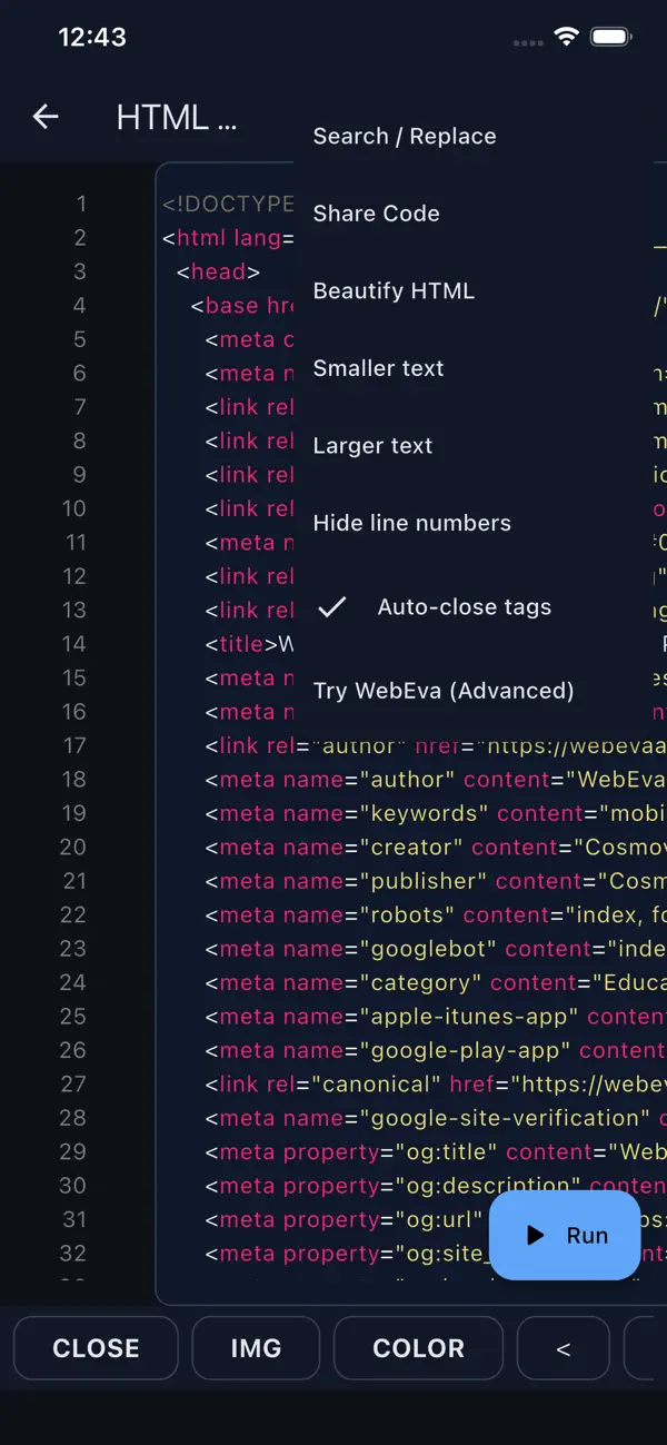 #4. HTML Viewer & Editor - Code (iOS) بواسطة: Sahana A S