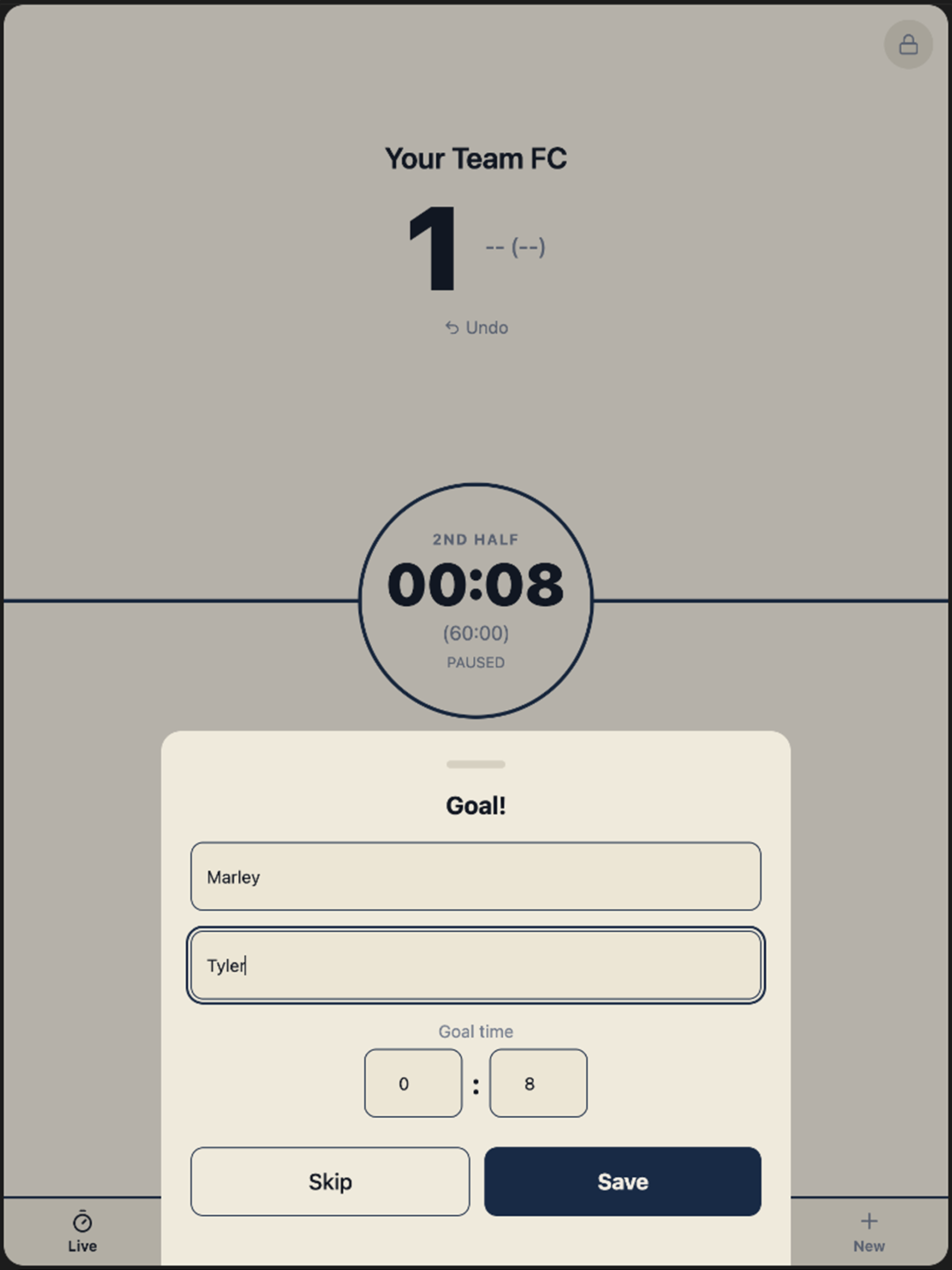 Simple Soccer Scorer