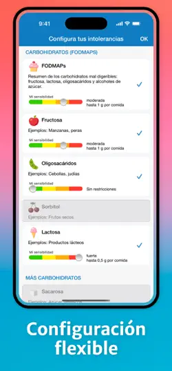 Captura de pantalla de Food Intolerances en iPhone 4